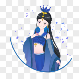 手绘古风主题之蓝衣女子