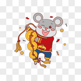 2020鼠年卡通手绘之拿铜钱的老鼠