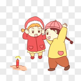 过年新春新年习俗放鞭炮手绘卡通元素