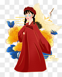 手绘卡通国潮风女孩