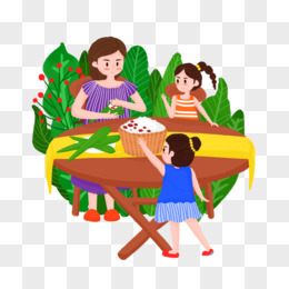 端午节妈妈和女儿包粽子场景元素