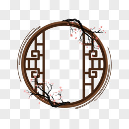 古典中国风梅花圆形窗户元素