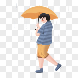 男生下雨天打伞免抠元素