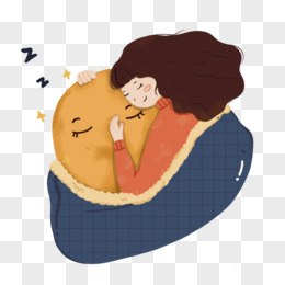 手绘女孩假深夜追剧免抠元素