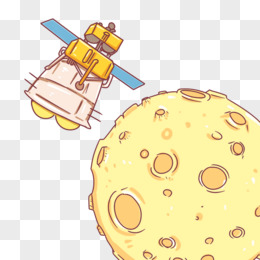 手绘卡通嫦娥五号月轨无人交会对接场景素材