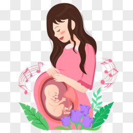 卡通手绘母亲胎教场景素材