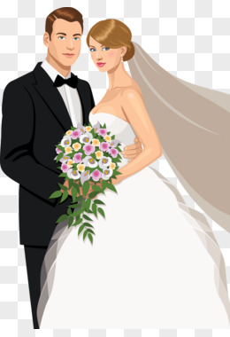 矢量手绘拥抱的新郎新娘婚礼素材