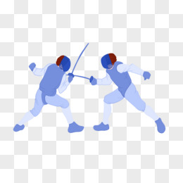 卡通手绘运动员击剑比赛场景元素