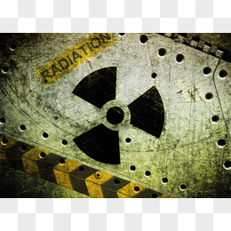 放射性物品标志与金属背景