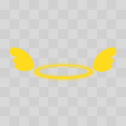 黄色天使翅膀光环装饰元素