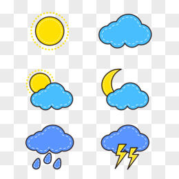 一组卡通矢量天气预报图标元素