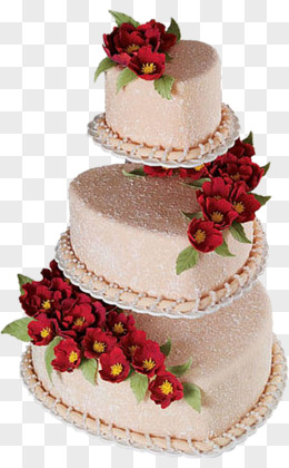 多层红花生日蛋糕