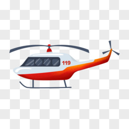 卡通手绘直升机救援素材