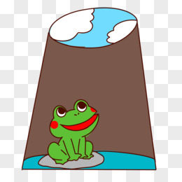 手绘井底之蛙素材