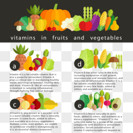 矢量水果和蔬菜的维生素信息图