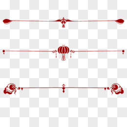 一组中式红色节日分割线装饰元素