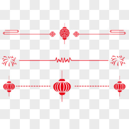 红色矢量中式分割线装饰元素