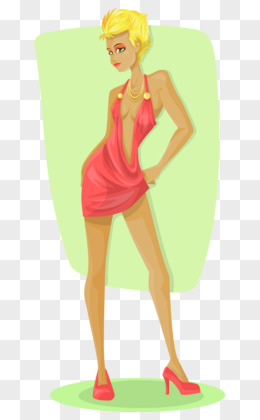 卡通手绘金发性感花衫美女