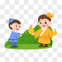 卡通手绘寓言故事孔融让梨免抠素材
