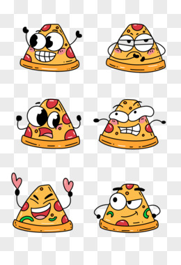 卡通手绘食物披萨拟人表情包素材