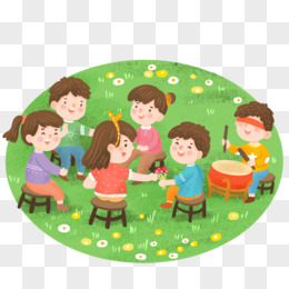 手绘卡通击鼓传花游戏免抠元素