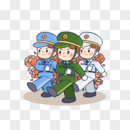 一组卡通q版歌颂党建建军合集套图之军人踢正步素材