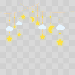 手绘卡通星星月亮云朵吊坠免抠素材