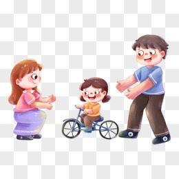 手绘一家三口出游素材