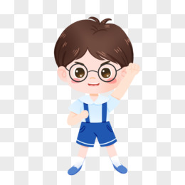 一组手绘卡通校服男孩各种表情形象元素