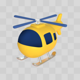 黄色C4D交通工具直升机元素