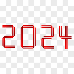 红色渐变折纸2024艺术字