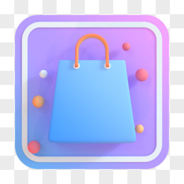 C4D蓝色渐变线上购物促销购物袋图标3D元素