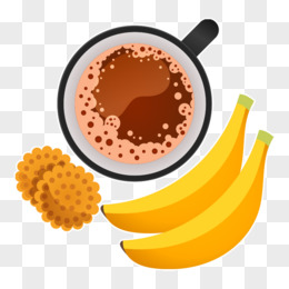 手绘营养早餐香蕉饼干咖啡组合免抠元素