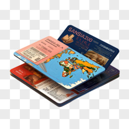 护照机票旅行签证通行证件元素