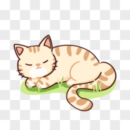 在草地上睡觉的小猫咪插画元素