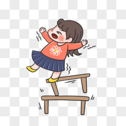 卡通小女孩从椅子上摔下来元素