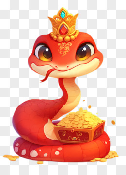 红色喜庆中国春节蛇年IP卡通形象免抠元素