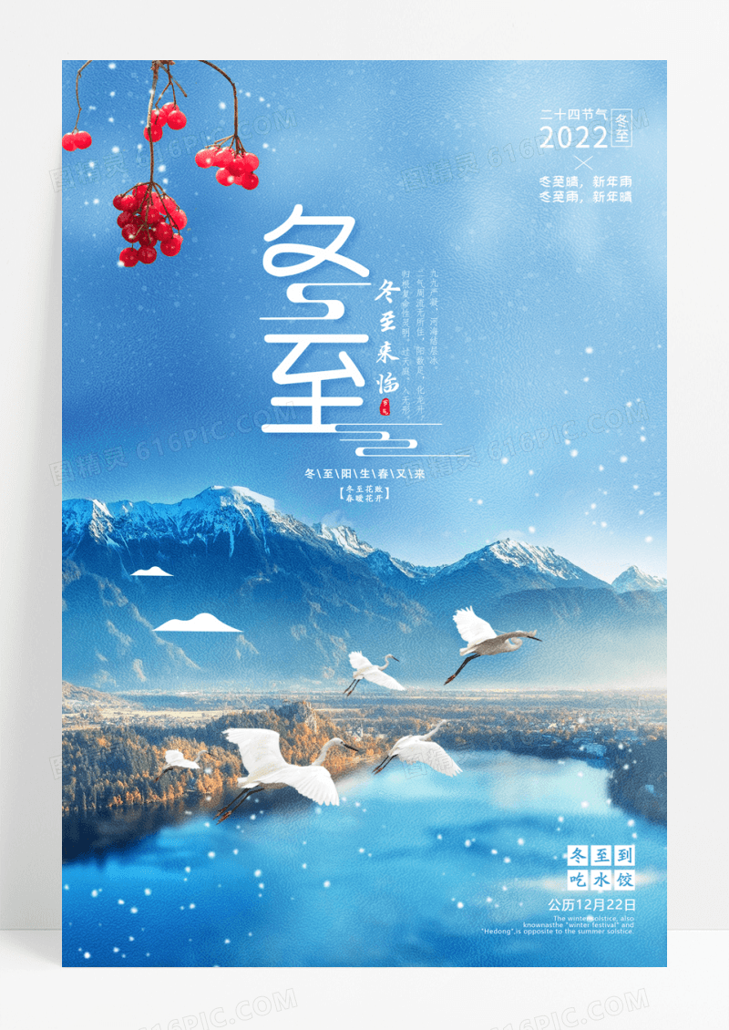 唯美冬至二十四节气宣传海报