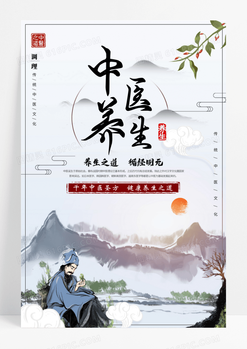 复古中国风中医养生宣传海报