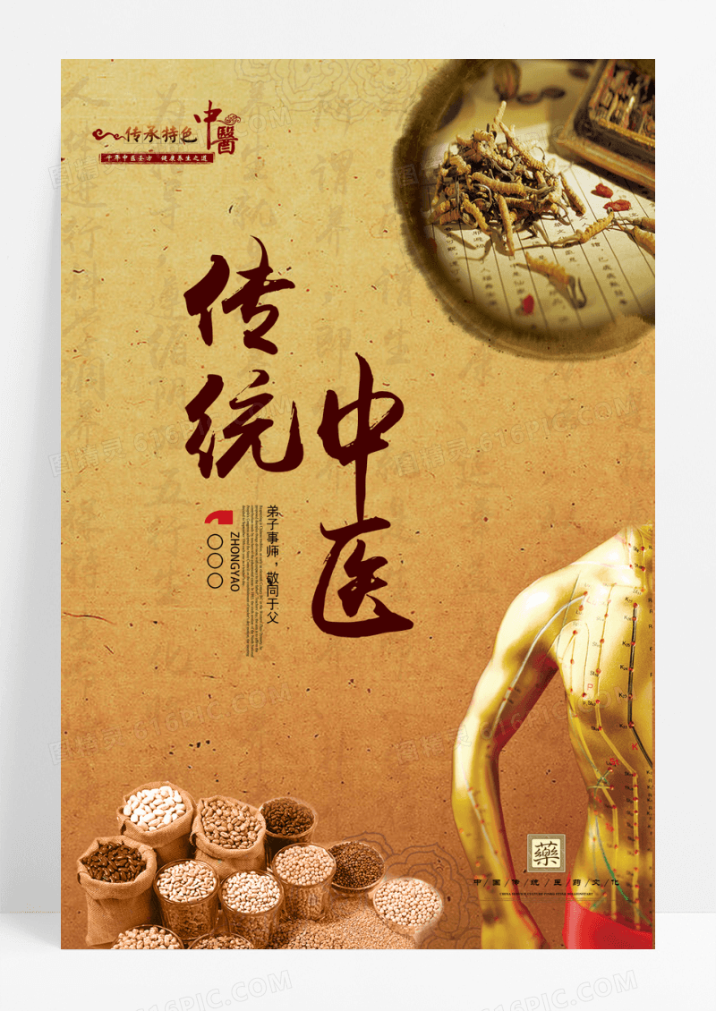 传统中医中国风中药草药中医海报
