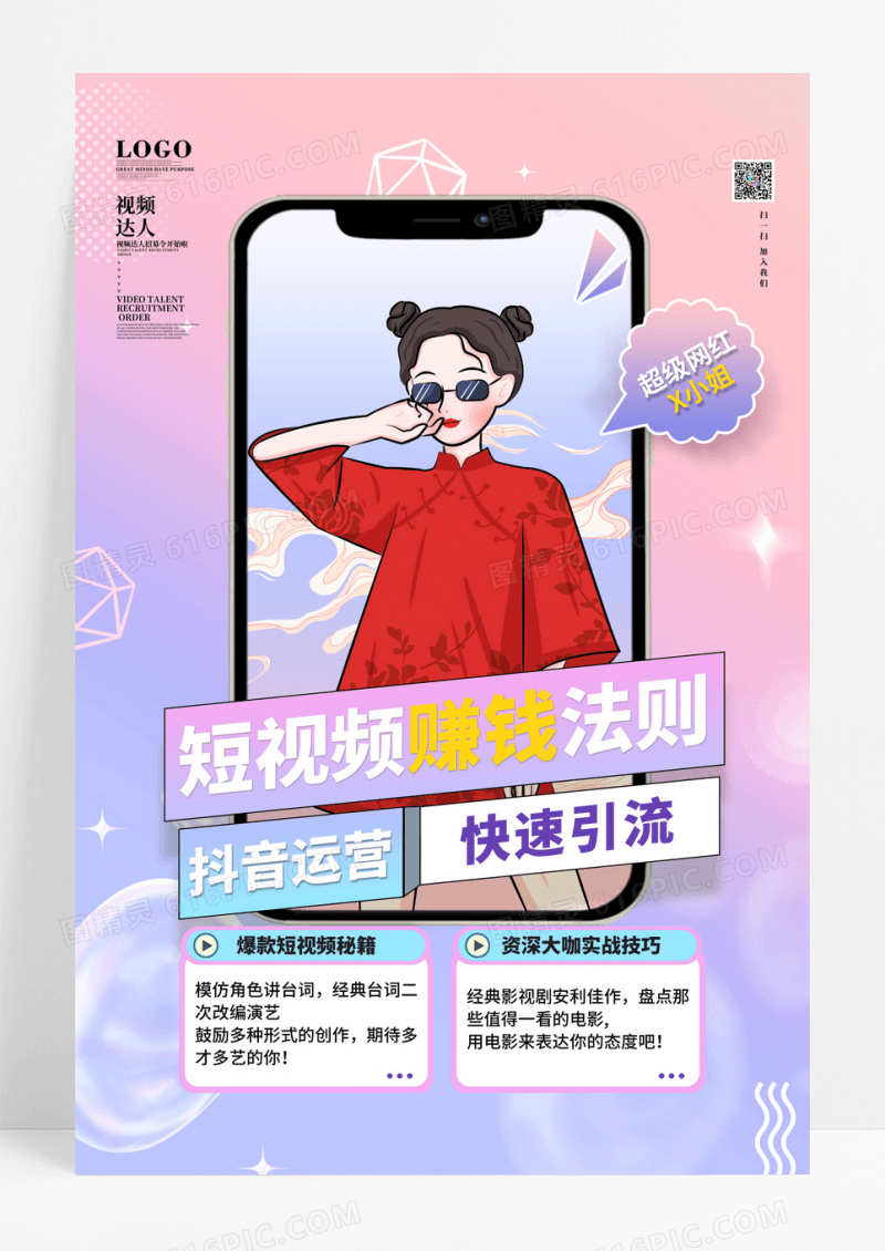时尚潮流短视频培训海报