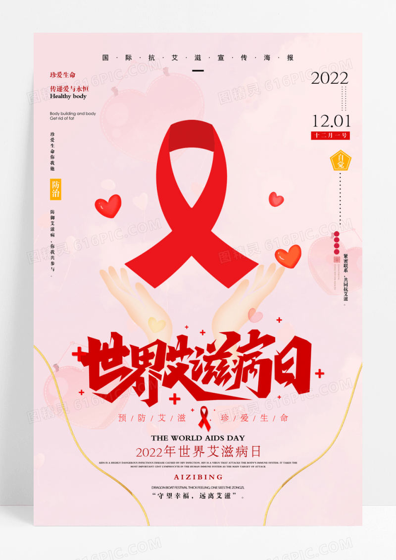 卡通世界艾滋病日宣传海报