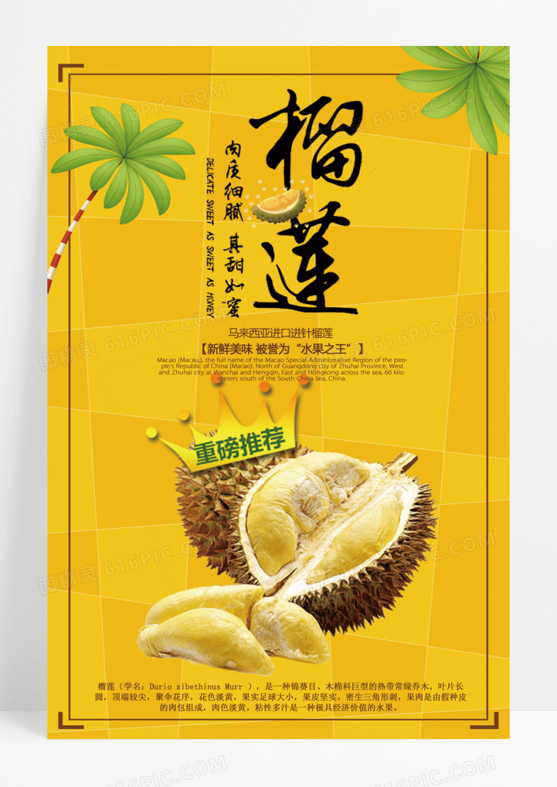 简约水果之王榴莲宣传海报设计