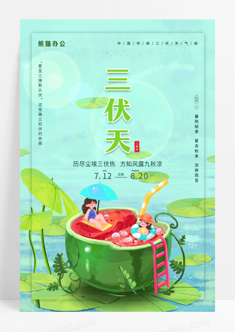 三伏天高温预警宣传海报