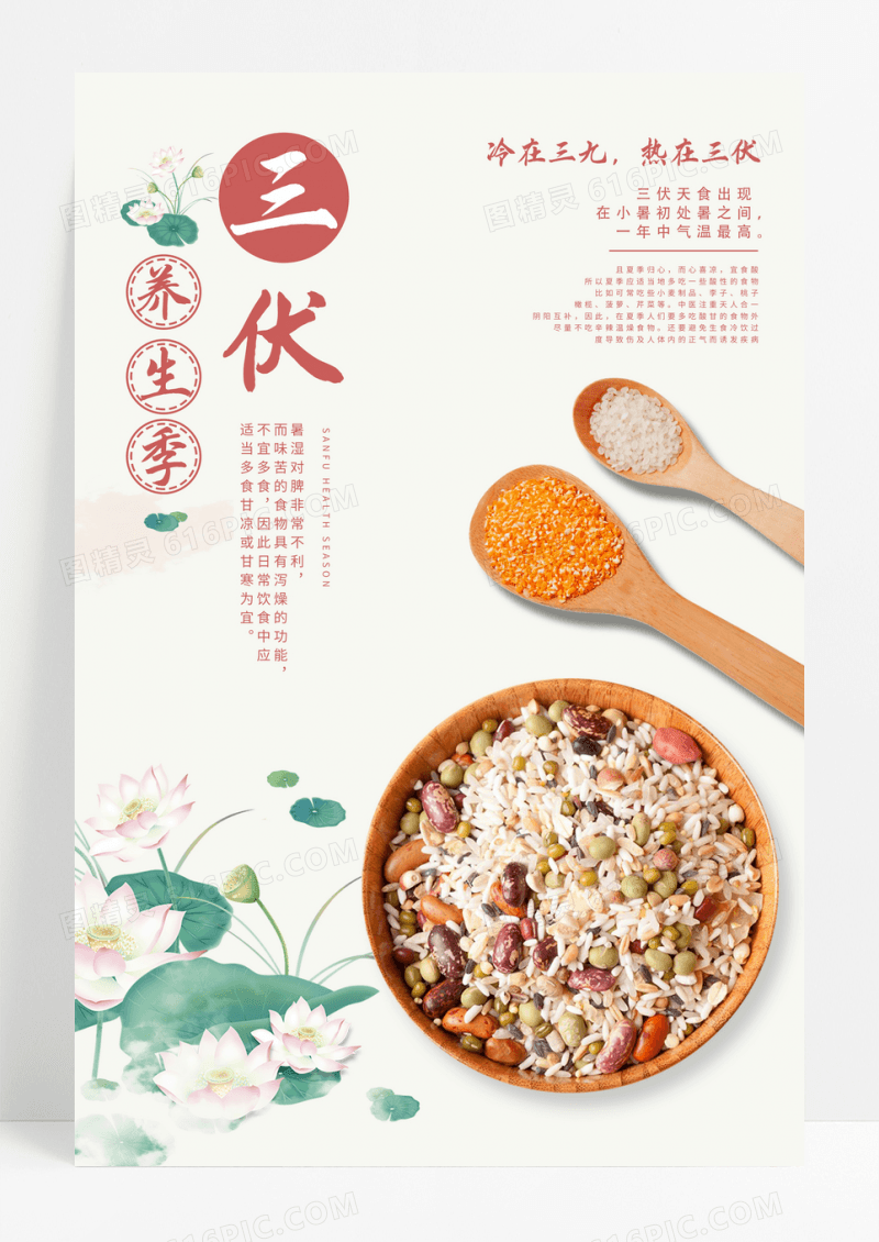 三伏养生季健康养生海报