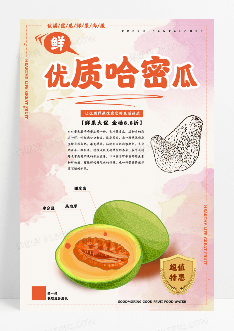 活泼可爱鲜果促销海报