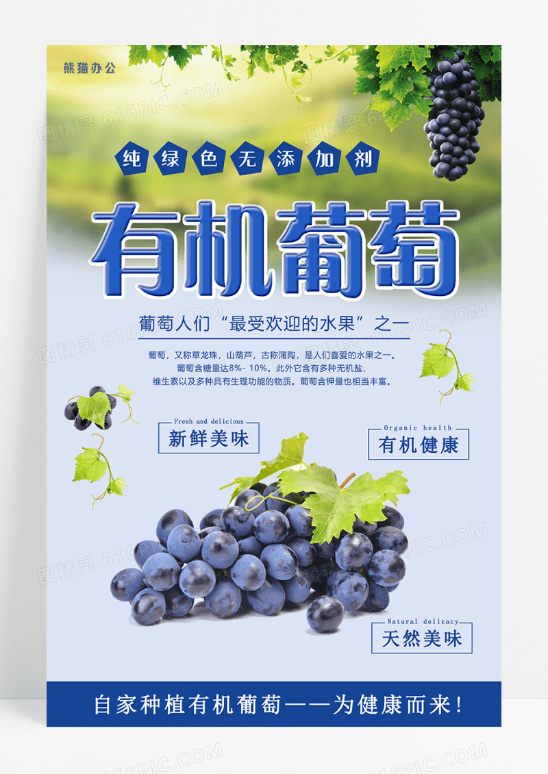 新鲜葡萄水果促销海报 创意海报