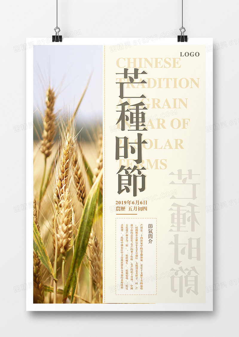 芒种朴素清新海报
