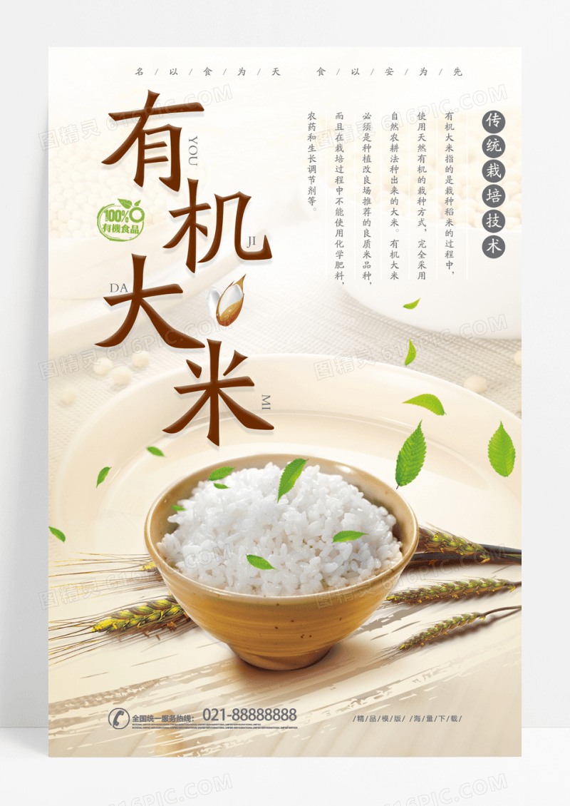创意有机大米健康食物海报