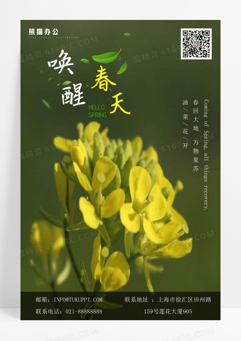 简约自然黄色小清新油菜花唤醒春天海报